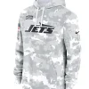 New York Jets Nike Arctic Camo 2024 Salute to Service Club Fleece Pullover Hoodie Grey