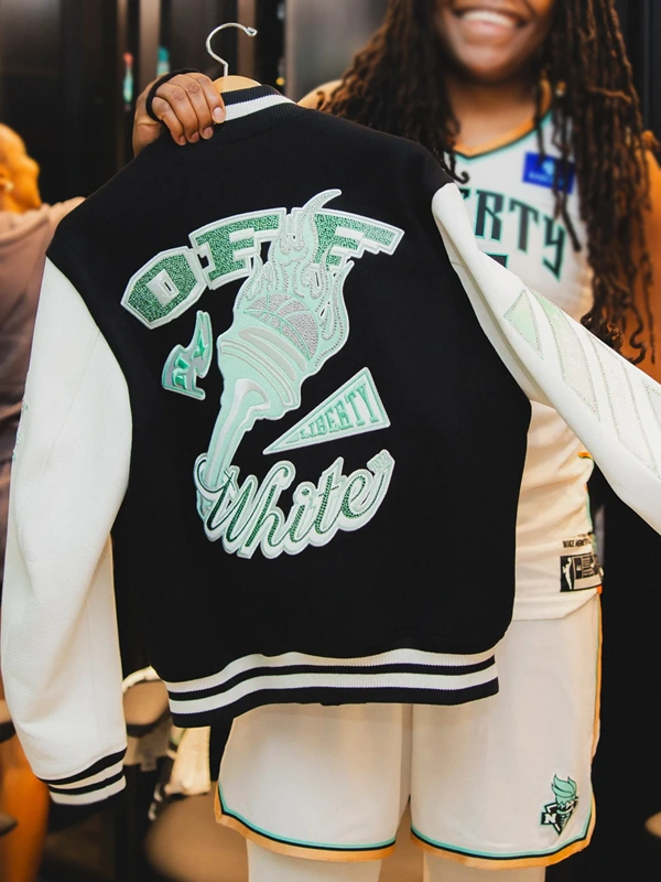 New York Liberty Off White Varsity Jacket