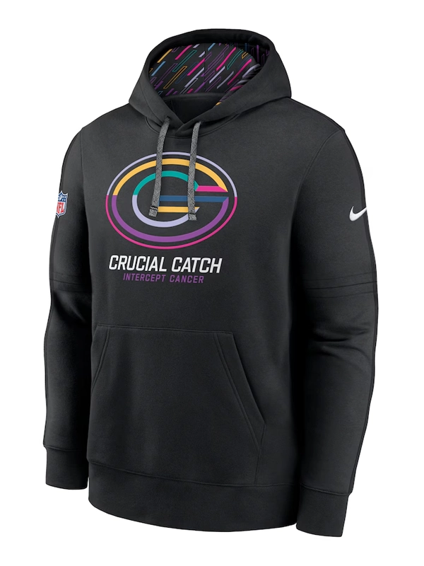 Nike Black Green Bay Packers 2024 NFL Crucial Catch Club Pullover Hoodie