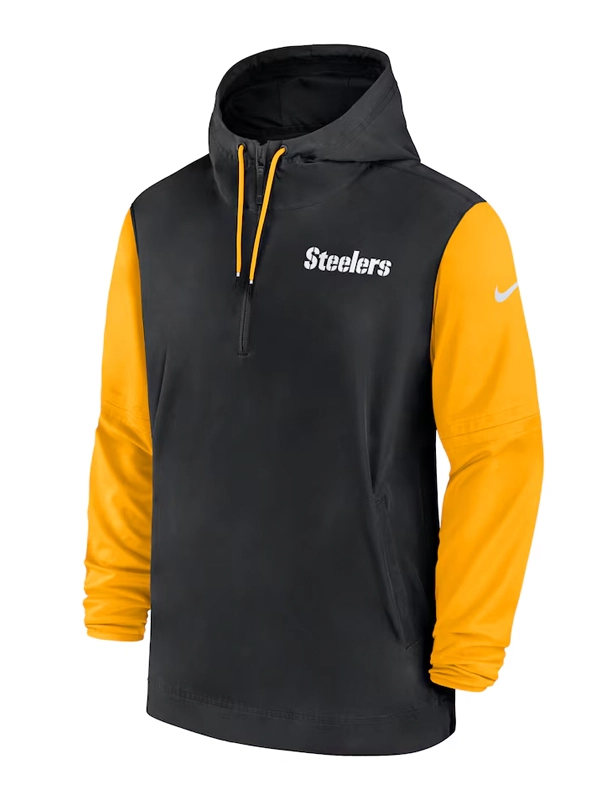 Nike Black and Gold Pittsburgh Steelers Sideline Pre-Game Half-Zip Hoodie Jacket