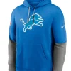 Nike Blue Detroit Lions 2024 Sideline Club Pullover Hoodie