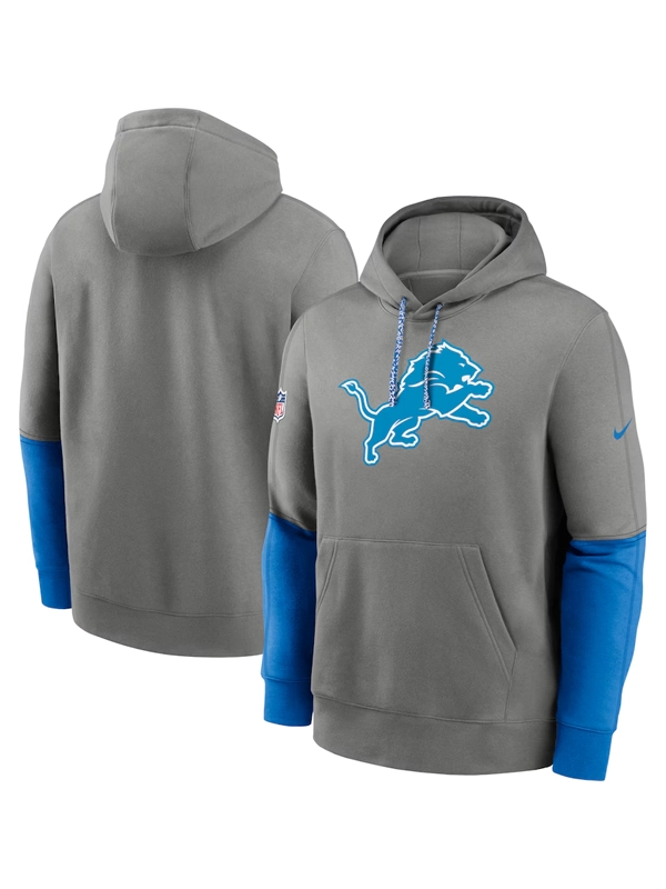 Nike Grey Detroit Lions 2024 Sideline Club Pullover Hoodie