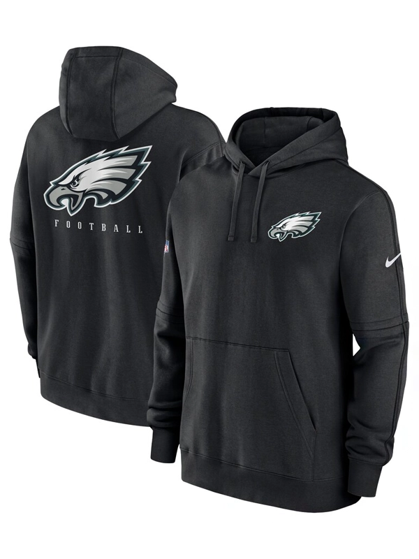 Philadelphia Eagles Black Sideline Club Pullover Hoodie