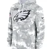 Philadelphia Eagles Nike Arctic Camo 2024 Salute to Service Club Fleece Pullover Hoodie