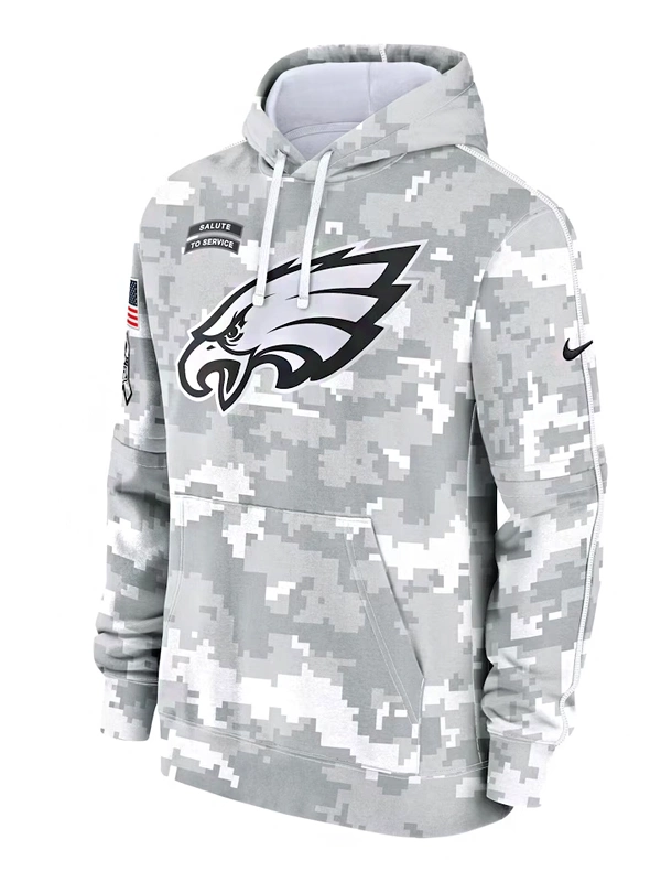 Philadelphia Eagles Nike Arctic Camo 2024 Salute to Service Club Fleece Pullover Hoodie