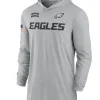 Philadelphia Eagles Nike Gray 2024 Salute to Service Lightweight Performance Long Sleeve Hooded T-Shirt