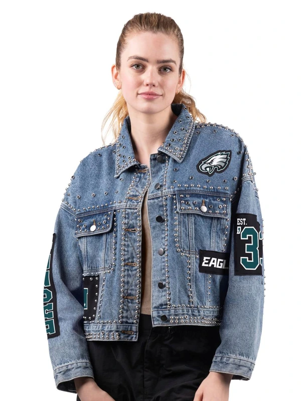 Philadelphia Eagles Studded Denim Jacket