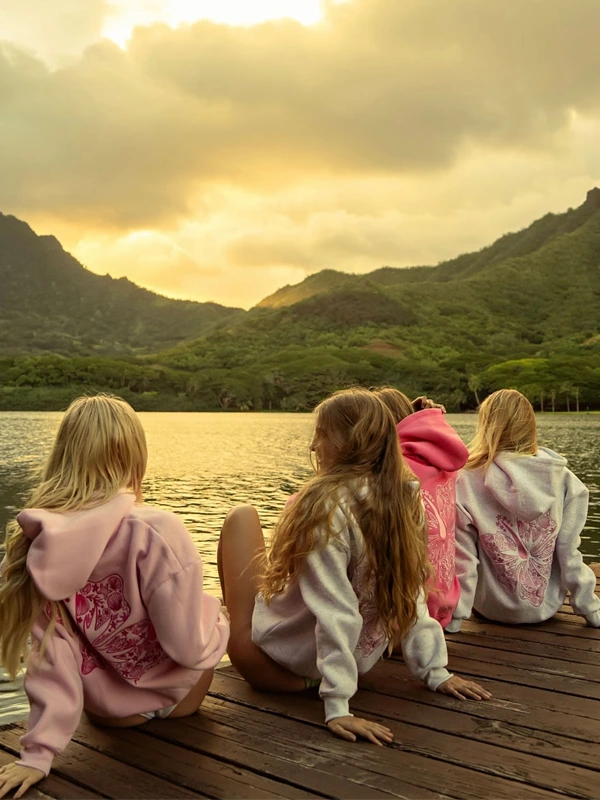 Pink Palm Puff Hawaii Hibiscus Oversized Hoodie