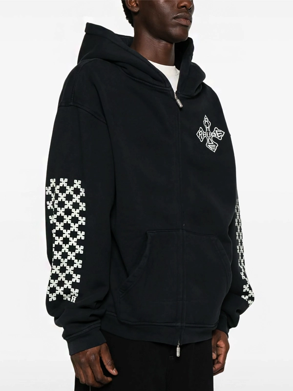 RHUDE Cross Black Zip-Up Hoodie