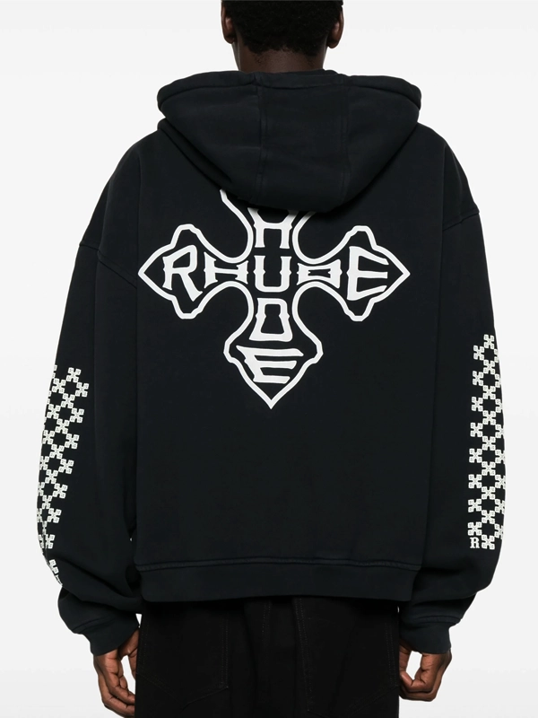 RHUDE Cross Hoodie Black