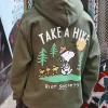 Riot Society Peanuts Snoopy Take a Hike Green Hoodie