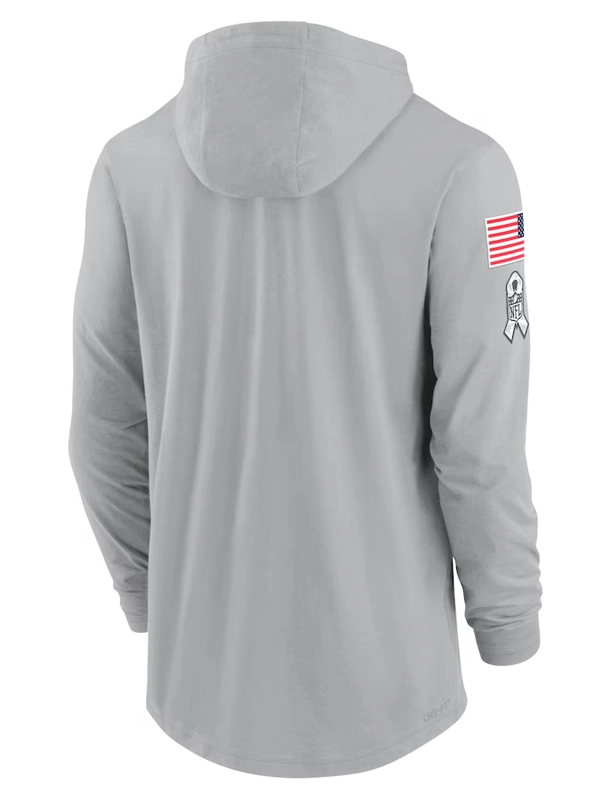 San Francisco 49ers Nike Gray 2024 Salute to Service Lightweight Performance Long Sleeve Hooded T-Shirt