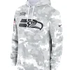 Seattle Seahawks Nike Arctic Camo 2024 Salute to Service Club Fleece Pullover Hoodie Grey