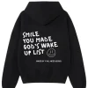 Smile You Made Gods Wake Up List Hoodie Black