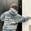 Smile You Made Gods Wake Up List Oversized Grey Hoodie