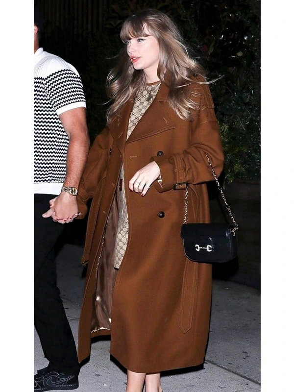 Taylor Swift Wool Brown Trench Coat