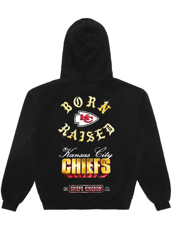 Unisex Kansas City Chiefs Born x Raised Black Chrome Rocker Pullover Hoodie