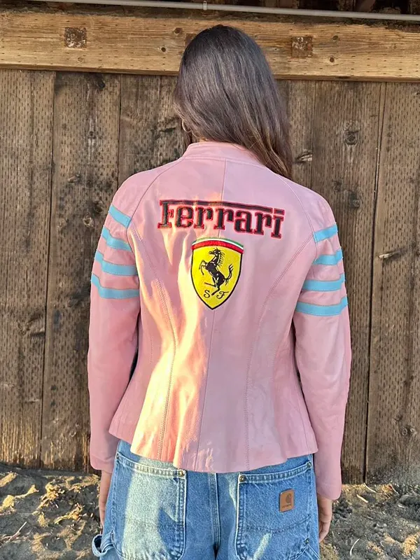 Vintage Rarest Pink Ferrari Leather Jacket