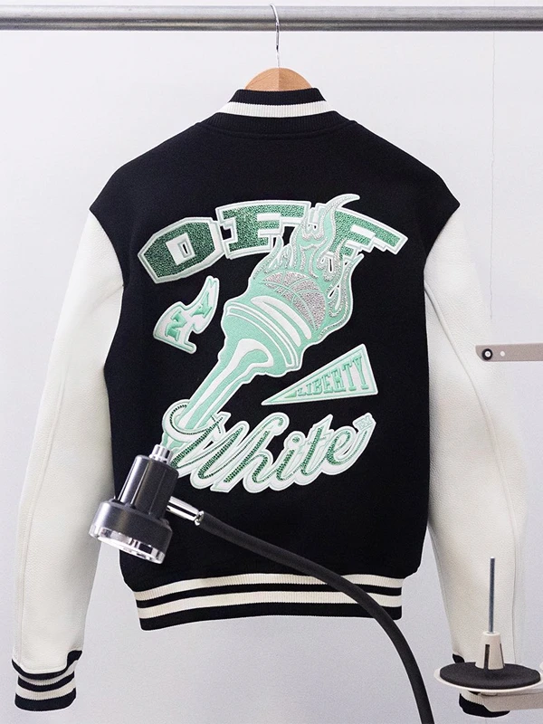 WNBA New York Liberty Off White Varsity Jacket