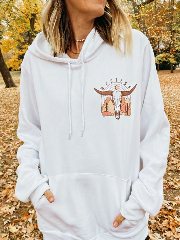 Western White Oversized Hoodie