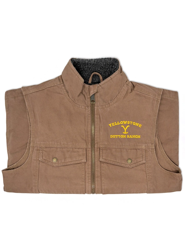 Yellowstone Dutton Ranch Logo Cotton Brown Vest