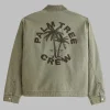 Abercrombie Palm Tree Crew Cropped Workwear Jacket Green