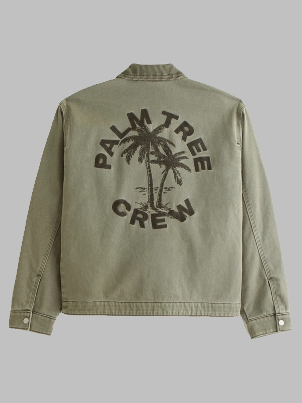 Abercrombie Palm Tree Crew Cropped Workwear Jacket Green