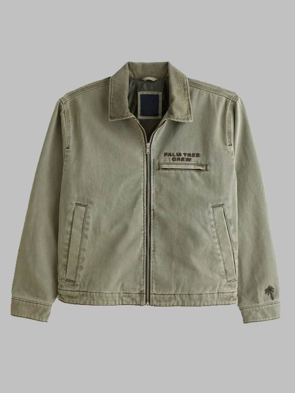 Abercrombie Palm Tree Crew Cropped Workwear Jacket