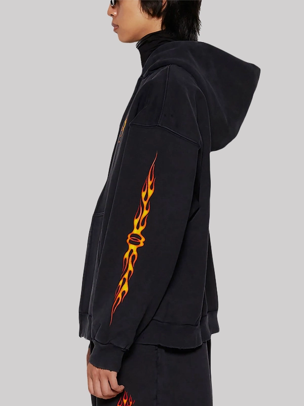 Balenciaga Burning Unity Zip-Up Hoodie Black