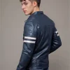 Biker Men Pure Leather Men Jacket Blue