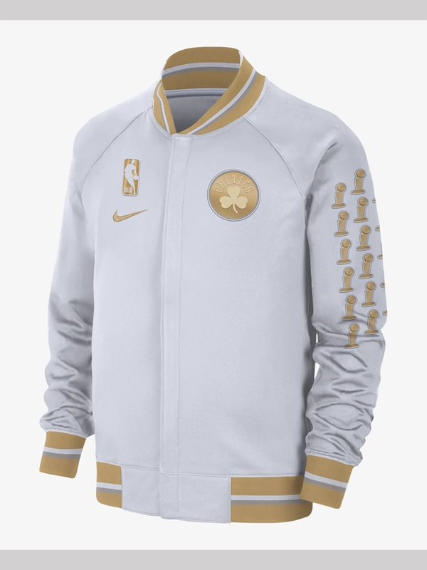 Boston Celtics Trophy Ring Banner Men's Nike NBA Full-Zip Authentic Jacket White