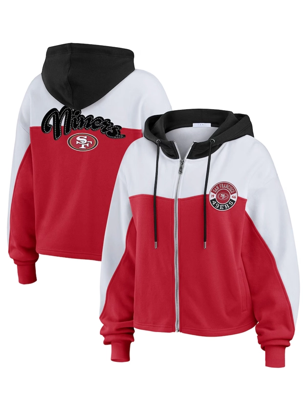 Erin Andrews San Francisco 49ers Color Block Full-Zip Hoodie