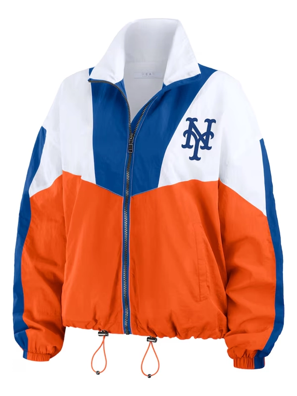 Erin Andrews WhiteOrange New York Mets Color Block Full-Zip Windbreaker Jacket