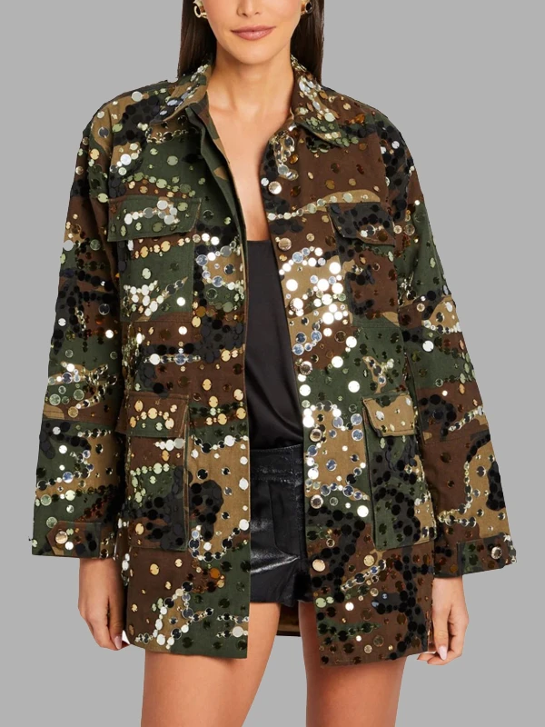 Gwen Stefani The Voice S026 Embellished Camo Jacket