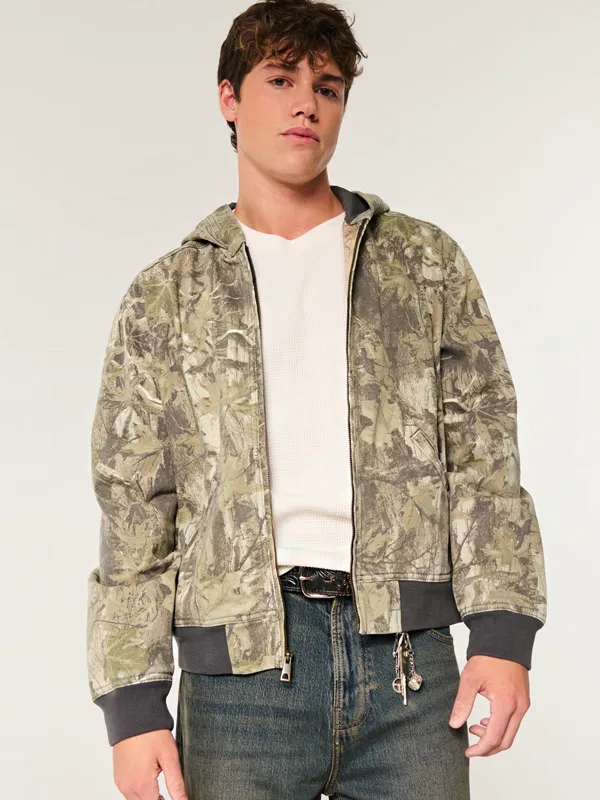 Hollister Hooded Camo Zip-Up Jacket