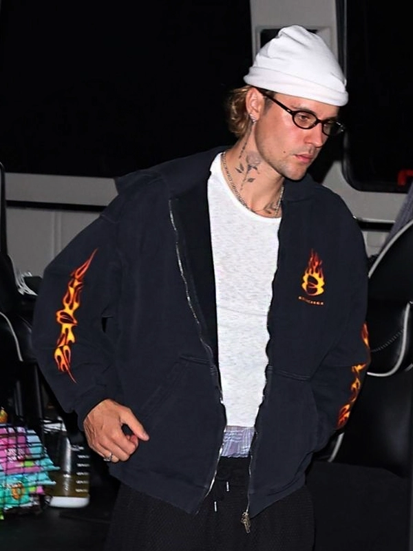 Justin Bieber Balenciaga Burning Unity Zip-Up Hoodie