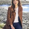 Kristin Kreuk Murder In A Small Town Suede Brown Coat