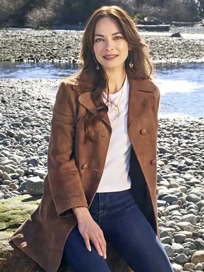 Kristin Kreuk Murder In A Small Town Suede Brown Coat