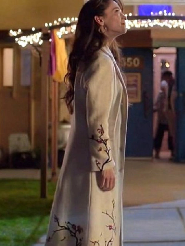 Kristin Kreuk Murder in a Small Town White Floral Coat