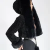 Miss Circle Kali Cropped Black Faux Fur Jacket