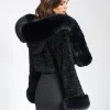 Miss Circle Kali Cropped Faux Fur Black Hooded Jacket