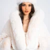 Miss Circle Kali Cropped Faux Fur Jacket White