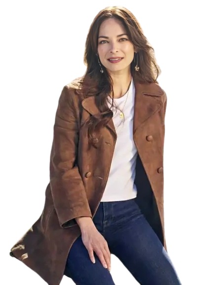 Murder In A Small Town Kristin Kreuk Suede Brown Coat