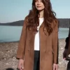 Murder in a Small Town Cassandra Lee Brown Suede Leather Coat