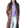 Murder in a Small Town Kristin Kreuk Brown Leather Coat