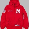 New York Yankees Alpha Industries L-2B Hooded Bomber Jacket Red