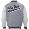 New York Yankees Script Tail Gray Wool Varsity Jacket