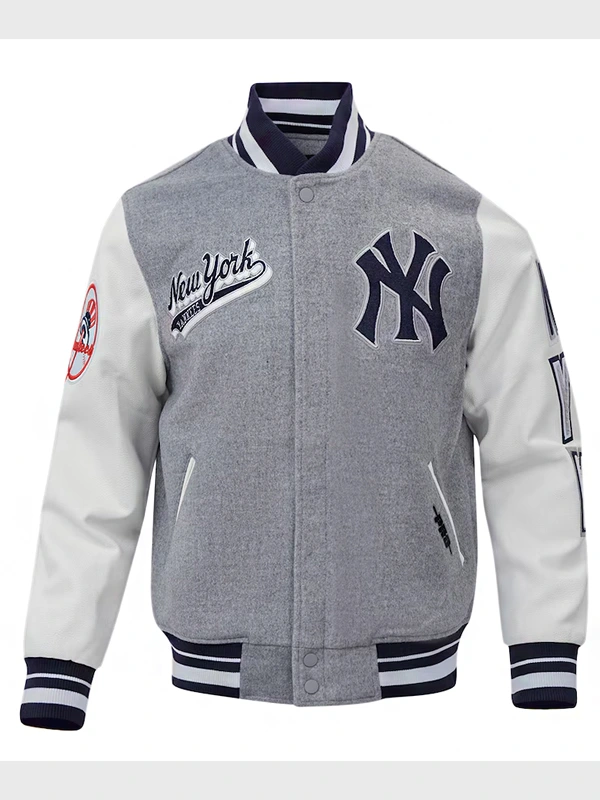 New York Yankees Script Tail Wool Varsity Jacket