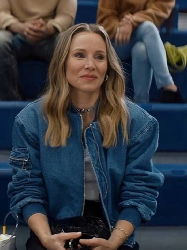 Nobody Wants This 2024 Kristen Bell Denim Bomber Jacket Blue