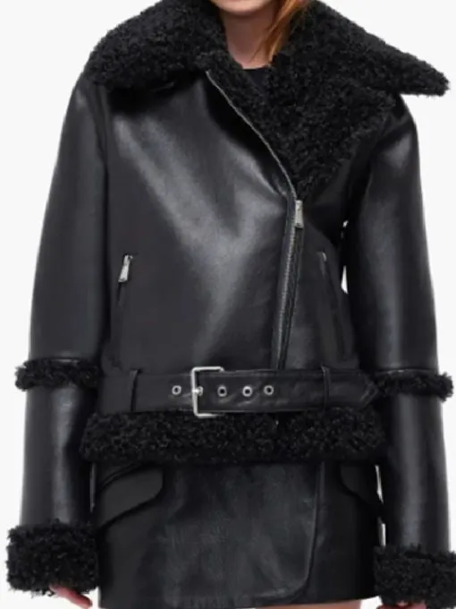 Only-Murders-In-The-Building-S04-Selena-Gomez-Black-Shearling-Leather-Jacket-